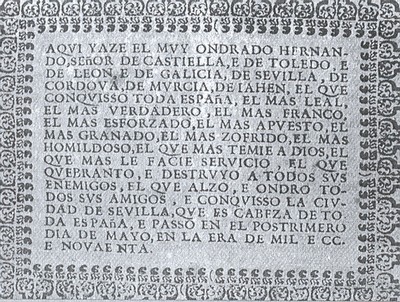 Epitafio multilingüe de Fernando III en la Catedral de Sevilla