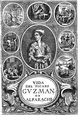 Grabado del libro Vida del Picaro Guzman de Alfarache. (Amberes, 1681)