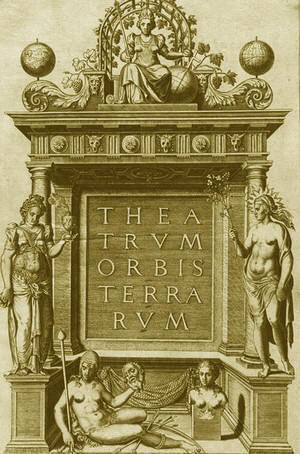 Portada Theatrum Orbis Terrarum , el primer atlas del mundo